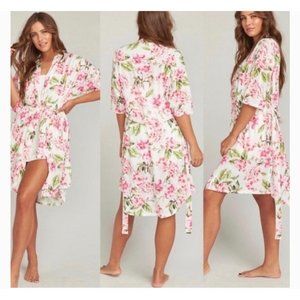 Show Me Your Mumu White Pink Floral Robe One Size